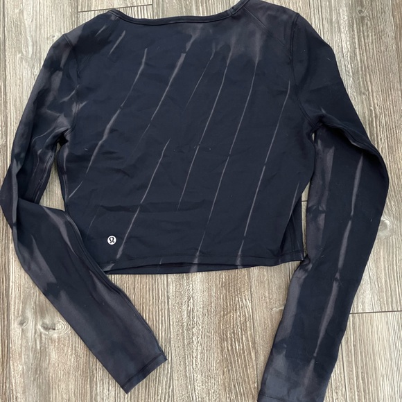🌸 Lululemon athletica Navy Blue Wunder Train Cropped Long-Sleeve Top- Fade - Picture 2 of 3
